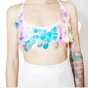 Dolls Kill Lucky Charmz Sequin Crop Top